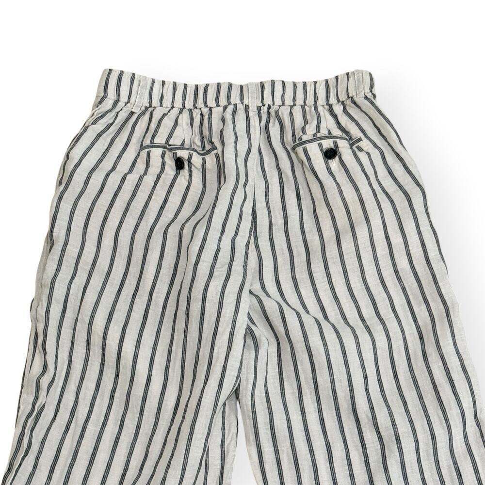J.Crew Harbor Pant Small 100% Linen Striped Black and Cream Wide Leg Trousers - Picture 9 of 12